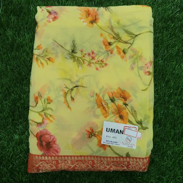 Women Premium Cotton Saree with Floral Artistic Finish