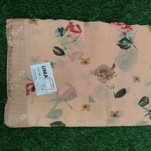 Women Designer Floral Saree with Relaxed Elegant Drape