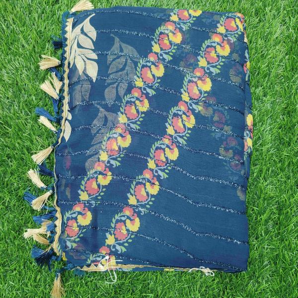 Women Modern Fancy Cotton Saree with Artistic Print Appeal