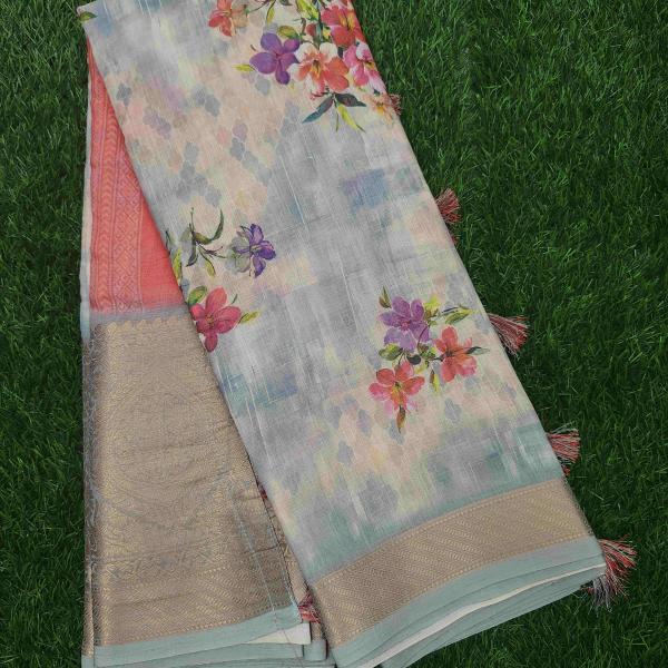 Women Party Fashion Saree with Floral Inspired Artwork