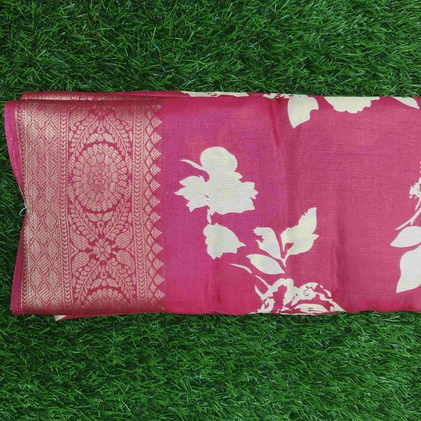 Women Elegant Cotton Saree with Stylish Printed Border Design