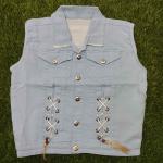 Funky Cartoon Design Denim Vest – Trendy Sleeveless Jacket