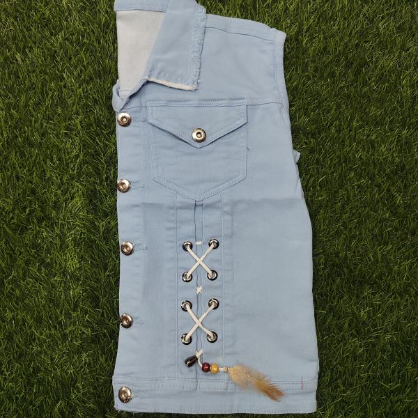 Funky Cartoon Design Denim Vest – Trendy Sleeveless Jacket